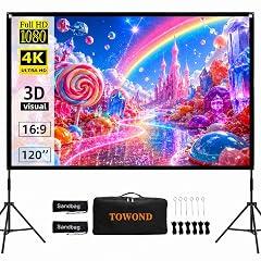 Towond 120" Portable Projector Screen with Stand