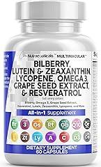 Clean Nutraceuticals Eye Health Vitamins with Bilberry Lutein Zeaxanthin