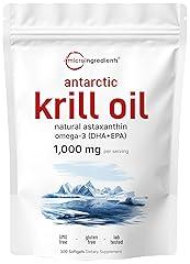 Micro Ingredients Antarctic Krill Oil, 1000mg, 300 Soft-Gels