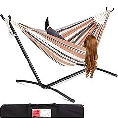 Double Hammock with Stand - Desert Stripes