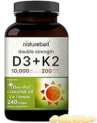 NatureBell Vitamin D3 K2 10,000 IU 240 Softgels