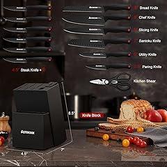 Astercook Knife Set with Sharpener Block