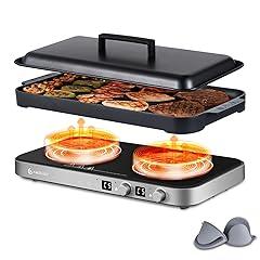 AMZCHEF Double Induction Cooktop with Griddle