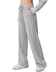PINSPARK Women's High Waisted Sweatpants Light Gray
