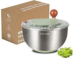 Lunememo Salad Spinner with Drain and Stop Button