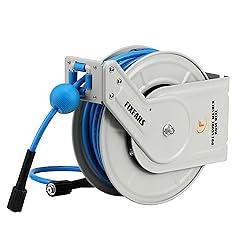 FIXFANS 60ft Retractable Pressure Washer Hose Reel