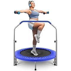 SereneLife Portable Foldable Trampoline with Adjustable Handrail