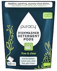 Puracy Natural Dishwasher Pods, Free & Clear 50 Count