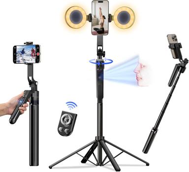 selfie stick with light