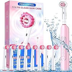 TEETHEORY Pink Electric Toothbrush with 8 Heads