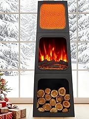 Uthfy Electric Fireplace Heater with 3D Flame