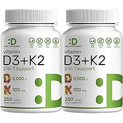 Deal Supplement Vitamin D3 K2 Softgel 250 Count