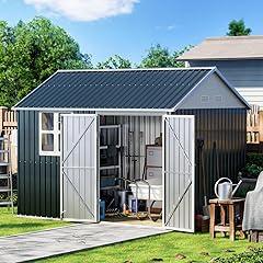 MistMo Outdoor Steel Storage Shed 10x8FT
