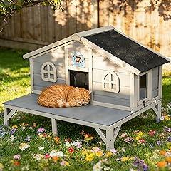 Outdoor Cat House with Balcony