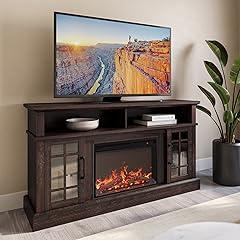 Belleze Rustic TV Stand with Electric Fireplace