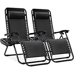 Adjustable Steel Mesh Zero Gravity Lounge Chairs - Black