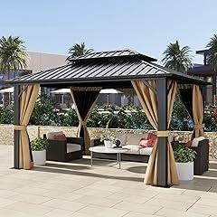 DWVO Hardtop Gazebo with Netting and Curtains