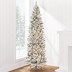 Flocked Pencil Christmas Tree, Pre-Lit, 12ft, Warm White Lights