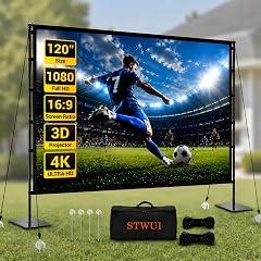 STWUI 120 Inch Portable Projector Screen with Stand