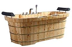Alfi Brand AB1130 Cedar Wooden Bathtub with Fixtures