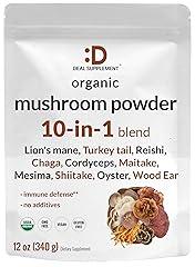 Deal Supplement Organic Mushroom Powder 10 in 1 Blend