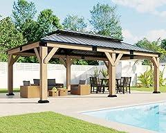 Amerlife Spruce Wood Gazebo with Iron Roof