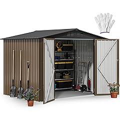 DWVO Outdoor Storage Shed, 8x6FT Brown