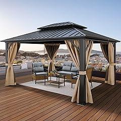 YITAHOME 10x12ft Hardtop Gazebo with Netting and Curtains