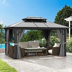 DWVO 10x12ft Hardtop Gazebo with Curtains
