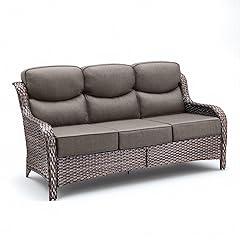 Moosprr Wicker Patio Sofa with Cushions