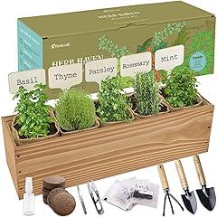Herb Garden Planter Kit with Wooden Box