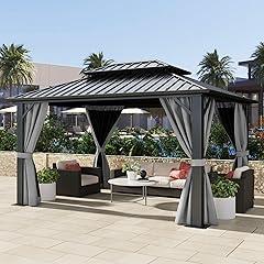 DWVO 10x12ft Hardtop Gazebo with Curtains