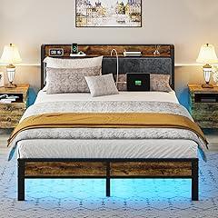 Queen Metal Bed Frame with LED Lights