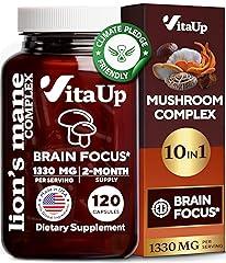 VitaUp Lion's Mane Mushroom Supplement 1330mg - 120 Count