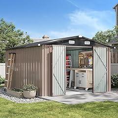 Aoxun 10x12 FT Galvanized Steel Storage Shed