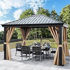 YITAHOME Metal Hardtop Gazebo 10x12 Brown
