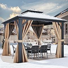 YITAHOME Gazebo 10x10ft Hardtop with Curtains