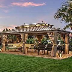 YITAHOME Bronze Metal Hardtop Gazebo 12x20 ft