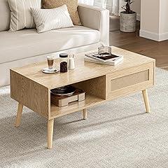 ZttRiee Boho Coffee Table with Storage