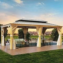 YITAHOME 12x20ft Hardtop Gazebo with Nettings and Curtains
