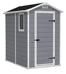 Keter Manor 4x6 Resin Storage Shed, Grey & White