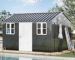 Jocisland Galvanized Steel Outdoor Storage Shed