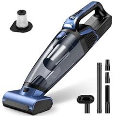 Pet Hair Handheld Vacuum Cordless: 20000PA High Power Car Vacuum with Motorized Brush and LED Light, Rechargeable Hand Held Vacuum Cleaner with Reusable Filter for Car, Home, Office & Pet, Blue
