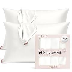 Kitsch Satin Pillowcase Set, Queen Size, Ivory