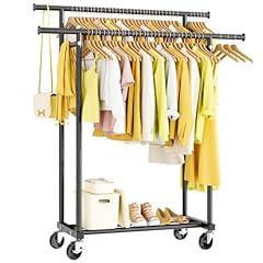 HYSEYY Double Rods Rolling Garment Rack