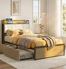 LIKIMIO Twin XL Bed with Storage & Lights