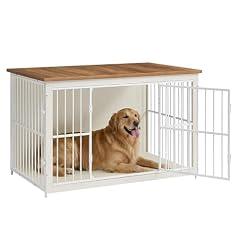 Feandrea Wooden Dog Crate Furniture, 48-Inch Kennel