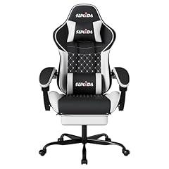 SUKIDA Black Massage Gaming Chair with Footrest