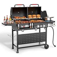 Laudlife Gas Charcoal Grill Combo with Side Burner