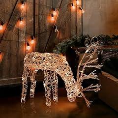 Alpine Rattan Reindeer Lawn Decoration with Lights